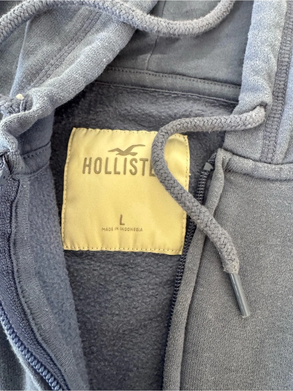 Hollister Light Blue Full-Zip Hoodie with Logo Sleeve